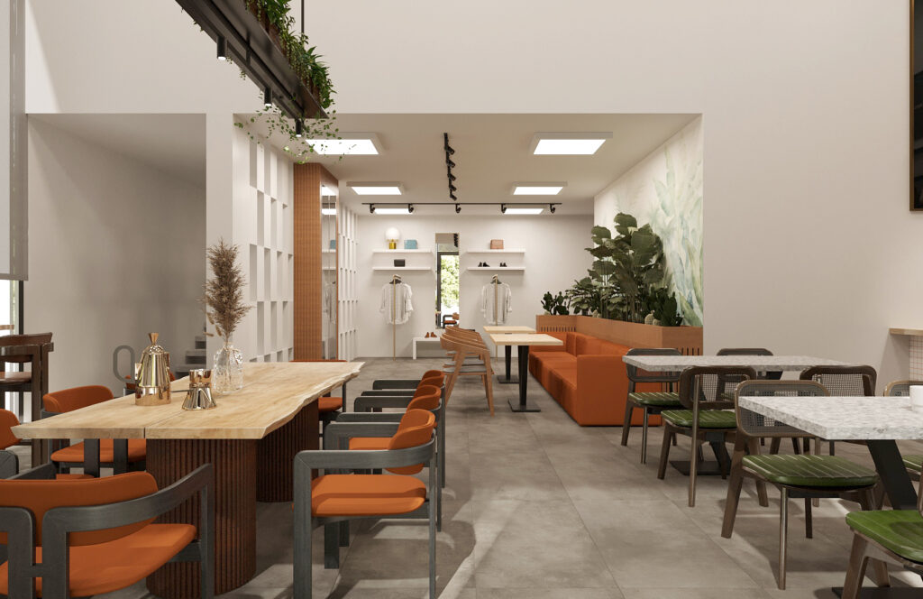 Modern Kafe Restoran Tasarımı kafe oturma alani ic tasarim