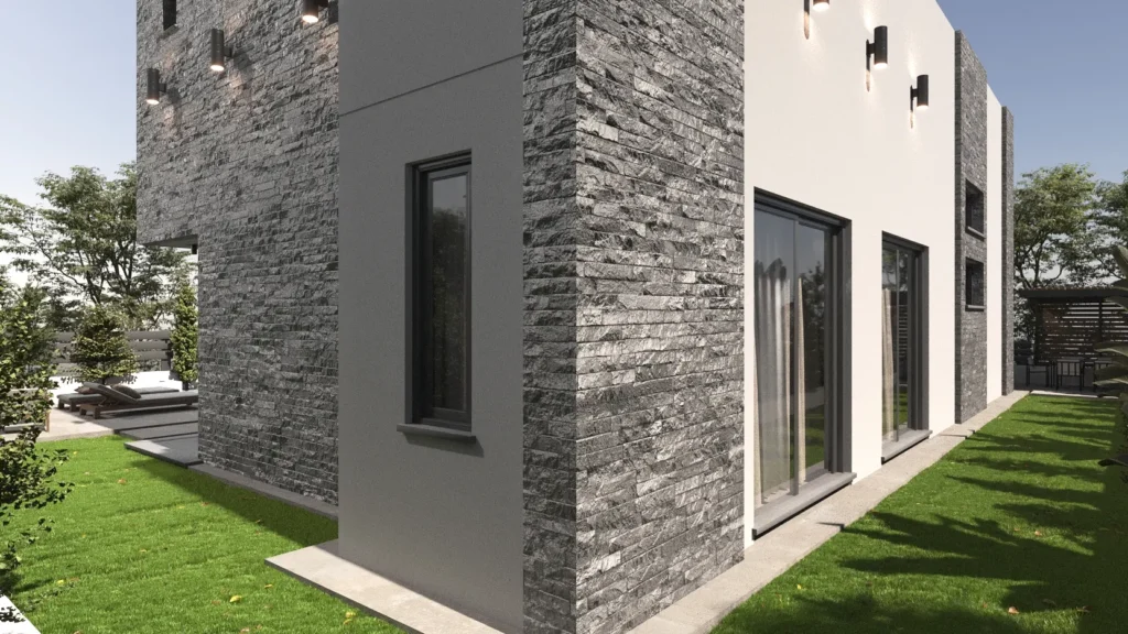 Dış Mekan Mutfak & Barbekü Tasarımı Beyaz tente ve modern alüminyum panellerle tasarlanmış, bahçe gölgelik alanı.